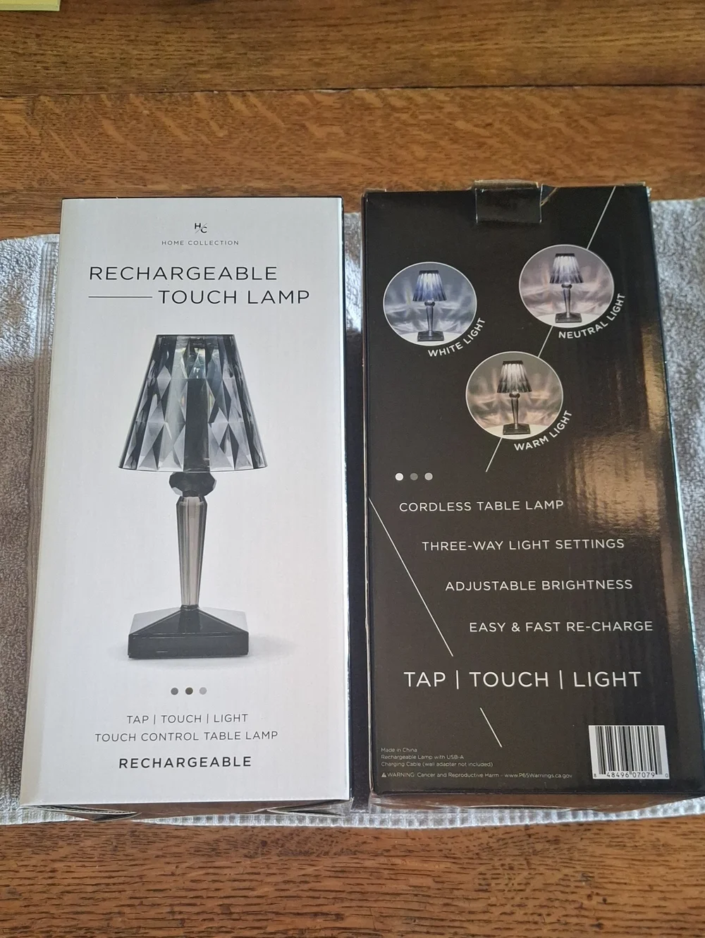 G Home Collection Rechargeable Touch Lamp - Black and Silver Accent